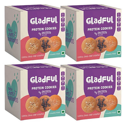 Gladful Assorted Protein Cookies (80Gm, Pack Of 4) image