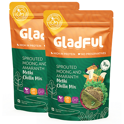 Gladful Methi Protein Sprouted Lentils & Millets Instant Chilla – Dosa Mix (Pack Of 2) image