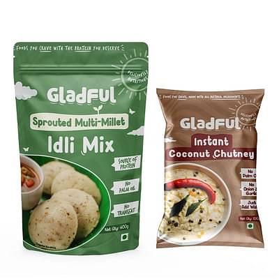 Gladful Multi-Millet Idli & Coconut Chutney Combo Pack Of 2 Products |  Nutrient-Dense Instant Breakfast Mix, All-Natural, Vegan | Easy Prep, No Preservatives (500Gm) image