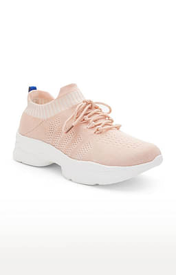 GlideFlex Women's Activewear Peach Casual Lace-up Shoes image
