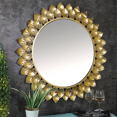 Gold Foil Leaves Mirror image