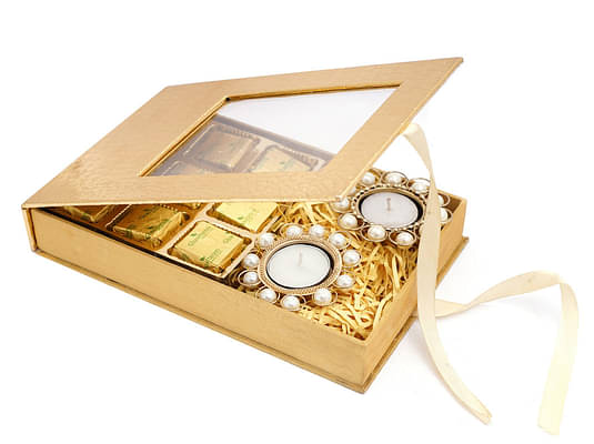 Golden Leather Mewa Bites Box With 2 T-Lites image