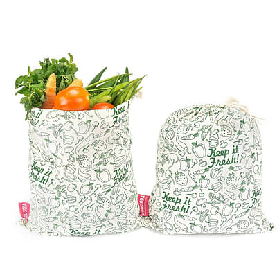 Goli Soda Keep It Fresh Reusable Cotton Produce Bags For Storage - Big (Pack Of 4) image