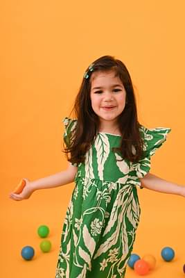 Green & White Floral Dress image