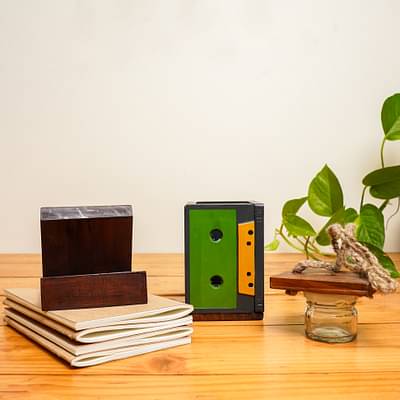 Green My Desk Gift Hamper | Upcycled Penstand | Pack Of 4 Notepads | Hanging Indoor Planter | Office Mobile Holder | Sustainably Handcrafted image