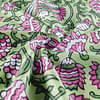 Green Pink Dark Floral - Hand Block Printed Single Bed Cotton Dohar