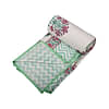 Green Pink Plant - Hand Block Printed Single Bed Cotton Dohar