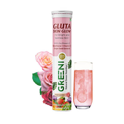 Greeni Glutathione Gluta Glow Helps Tablets In Bright & Spotless Skin | Rose Flavour - 15 Tablets image