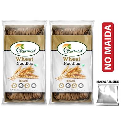 Grenera Wheat Noodles, Made With Whole Wheat Flour, Maida Free Noodles Instant Noodles Vegetarian  (2 X 220 G) image