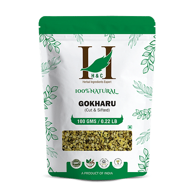 H&C Gokhru Cut & Sifted | Herbal Tea Ingredient | Pack Of 2 | 120 Gm Each image