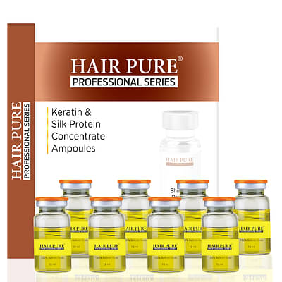 Hair Pure Keratin & Silk Protein Concentrate Ampoules For Hair Spa – 100% Safe For Scalp 8X10Ml Set Of 8 Bottles (10Ml Each) image