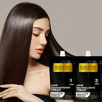 Hair Pure Set Of 2 Straightener & Neutralizing Cream With Active Keratin Complex - Each 125 Ml image