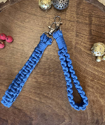 Handcrafted Knotted Natural Macrame Cotton Key Chain With Lobster Clasp Bronze Collection image