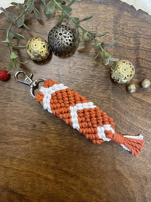 Handcrafted Knotted Natural Macrame Cotton Key Chain With Lobster Clasp Combined Knots image