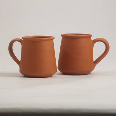 Handmade Terracotta Unglazed Mug For Coffee, Juice (225 Ml) - Set Of 2 image