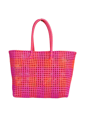Hanmade Wire Koodai - Orange And Pink Shopping Bag / Grocery Basket image