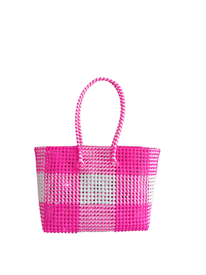 Hanmade Wire Koodai - Pink And White Shopping Bag / Grocery Basket image