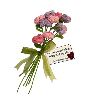 Happy Threads| Handmade Crochet Button Rose Floral Arrangement ,Eco-Friendly & Elegant Flower Bouquets For Fathers Day,Best Decorative & Gifting Items For Home And Office image