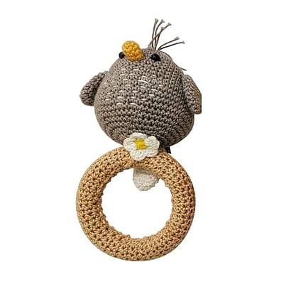 Happy Threads Handcrafted Amigurumi  - Rattle Bird Grey image
