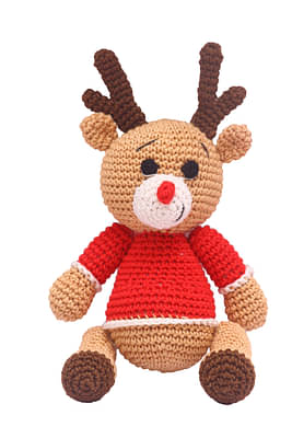 Happy Threads Handcrafted Amigurumi Christmas Soft Toy- Boy Reindeer image