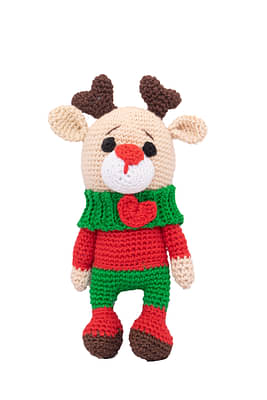 Happy Threads Handcrafted Amigurumi Christmas Soft Toy- Happy Reindeer image