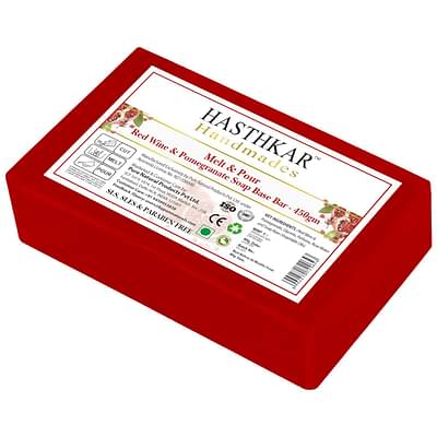 Hasthkar Soap Base Bar (450G) For Soap Making, Red Wine With Pomegranate Extract Melt & Pour Pure Organic & Natural, Sls & Sles, Paraben Free image
