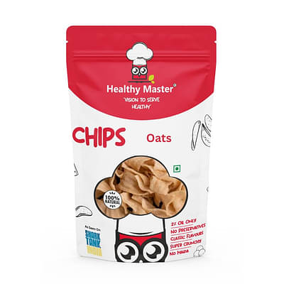 Healthy Master Baked Oats Chips with All Natural Ingredients -200g | High in Fiber | Low in Sodium | Helps in Weight Loss | Calcium Rich | Gluten-Free | Vacuum Cooked | Oil-Fre image