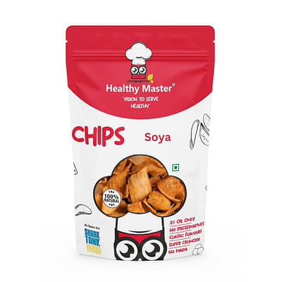 Healthy Master Baked Soya Chips with All Natural Ingredients -200g | High in Fiber | Low in Sodium | Helps in Weight Loss | Calcium Rich | Gluten-Free | Vacuum Cooked | Oil-Fre image