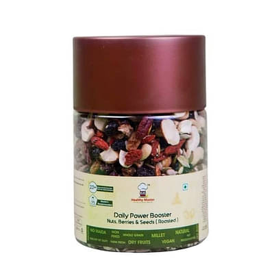 Healthy Master Daily Power Booster -Trail Mix 300 GM | 23 Varieties of Mixed Nuts Seeds and Berries for Healthy Munching | Include Hazel Nuts, Brazil Nuts, Almonds, Walnuts, Blue Berry and Many More image