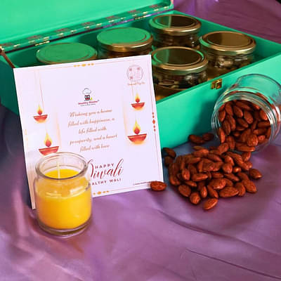 Healthy Master Diwali Treasures 6 Special Gift Box | Perfect Festive Gift For Loved Ones |Assorted Mix Of Premium Flavoured Dryfruits And Trail Mix |Almonds,Cashew,Daily Power Booster ,Kishmish Premium And Flavoured Almonds image