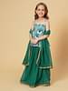 Heart Loom Three Piece Green Party Wear Lehnga Top Dupatta Set