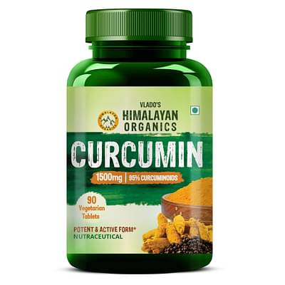 Himalayan Organics Curcumin With Biopiperine 1500mg Tablets With 95% Curcuminoids Supplements For Better Absorption | Good For Skin & Joint pains - 90 Veg Tablets image