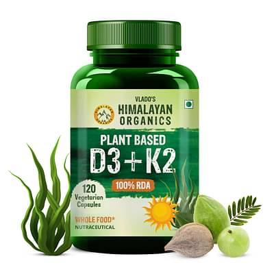 Himalayan Organics Plant Based D3 + K2 - 120 Veg Capsules image