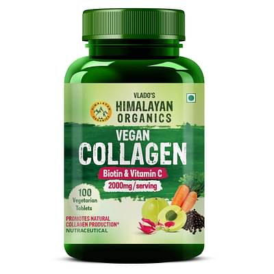 Himalayan Organics Vegan Collagen 2000Mg With Biotin And Vitamin C | Good For Glowing Skin | Healthy Hair And Nail - 100 Veg Tablets image