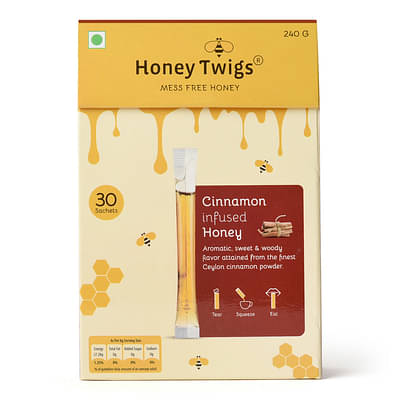 Honey Twigs Cinnamon Infused Honey (240Gm, 30 Single Sachets) image