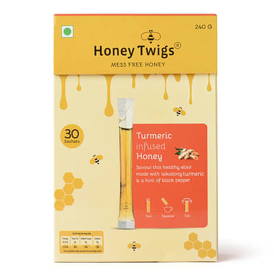 Honey Twigs Turmeric Honey And Lakadong Black Pepper (240Gm, 30 Single Sachets) image