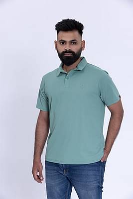 Hors Aqua Forest Solid Polo T-Shirt Green image