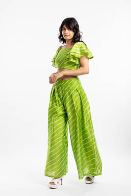 House Of Ara Box Pleated Trousers - Green image