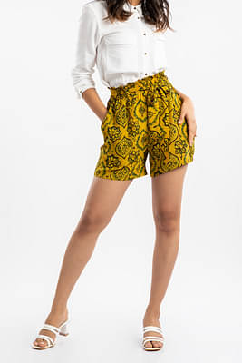 House Of Ara Paper Bag Shorts - Yellow image