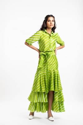 House Of Ara Tiered Ruffled Skirt - Green image