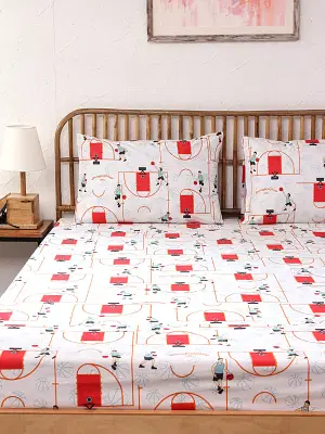 House This Krida Double Bedsheet Set (Red) image