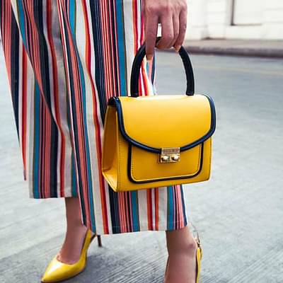 IMARS Classic Yellow Blue Handbag Perfect For Women & Girls image