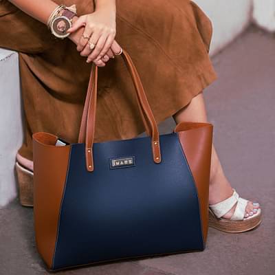 IMARS Elegant Blue Tan Handbag Perfect For Women & Girls image