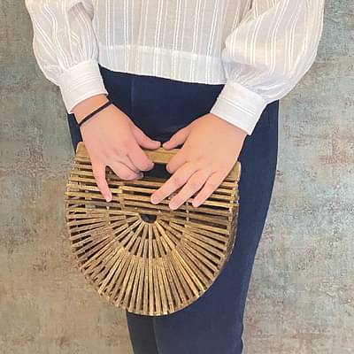 IMARS Modern Walnut Basket Bag Perfect For Women & Girls image