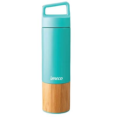 Imeco Eco-Edge Bamboo Thermal Water Bottle | 24 Hours Hot & Cold, Leakproof Stainless Steel Bottle | Premium Vacuum Insulated | Ideal For Office, Gym & Travel - 600 Ml (Sea Green) image
