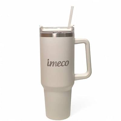 Imeco Eco-Sip Pro Insulated Stainless Steel Tumbler | Reusable, Stylish Cup With Lid & Straw | Leak-Proof, Durable & Bpa-Free | Keeps Drinks Hot & Cold - 850 Ml (White) image