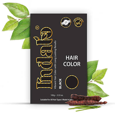 Indalo Ammonia-Free Vibrant Hair Color With Natural Ingredients & Long Lasting Result | Suitable For All Hair Types - 100 G Black image