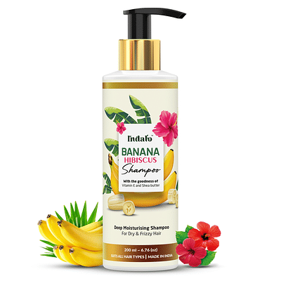 Indalo Banana Hibiscus Hair Shampoo For Dry & Frizzy Hair With Vitamin E (200 Ml) image