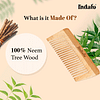 Indalo Pure Neem Wood Detangling Comb For Reducing Dandruff, Breakage & Hairfall