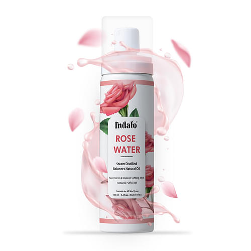 Indalo Rose Water For Hydrated & Glowing Skin | Premium Toner & Cleanser For Soft & Smooth Skin | Balances & Restores Skin'S Ph Levels - 100Ml image